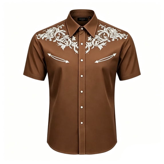 Hiijoy Western Cowboy Theme Shirt for Boys Collared Graphic Short Sleeve Tops Fashion Summer Shirt