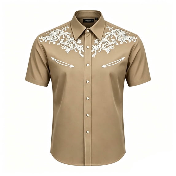 Hiijoy Western Cowboy Theme Shirt for Boys Collared Graphic Short Sleeve Tops Fashion Summer Shirt