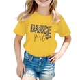 thumbnail image 1 of Hiijoy Yellow T Shirt for Girls Letter Print Leopard Short Sleeved Tee Shirt, Sizes 3-14, 1 of 3