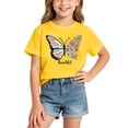 thumbnail image 1 of Hiijoy Yellow Tees for Girls Butterfly Graphic Loose Fit Short Sleeves T-Shirts, Sizes 2-14, 1 of 4