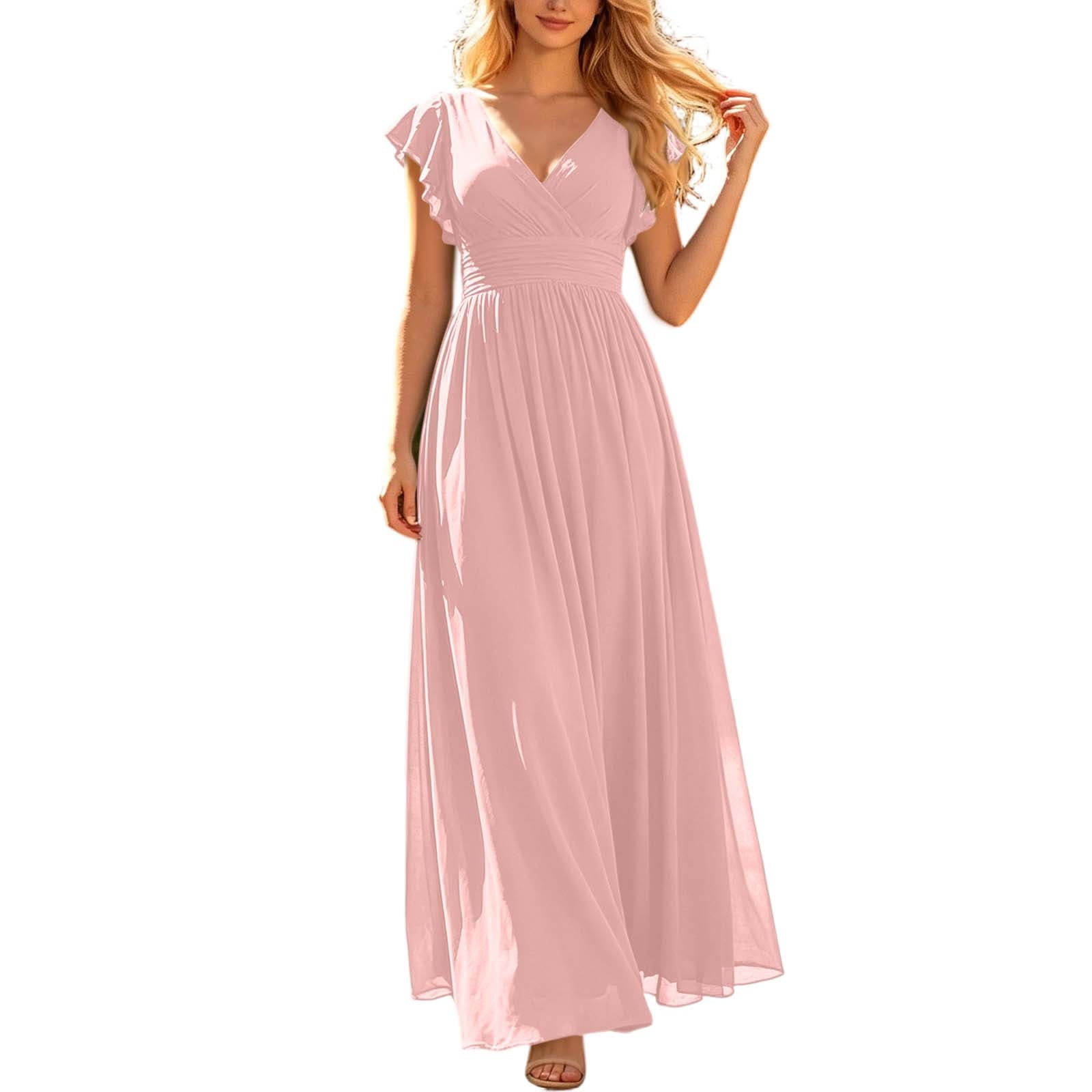 elegant flowy evening dresses Hiiko for Women Chiffon Maxi Dress Wedding Bridesmaid Dress Strapless sequined jumpsuit with chic silhouette