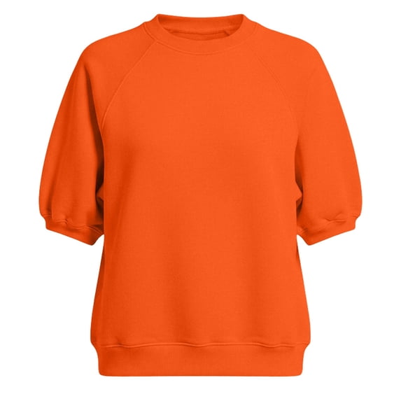 Hiiko Oversized Sweatshirt for Women Solid Lightweight Half Sleeve Crewneck Pullover Tops