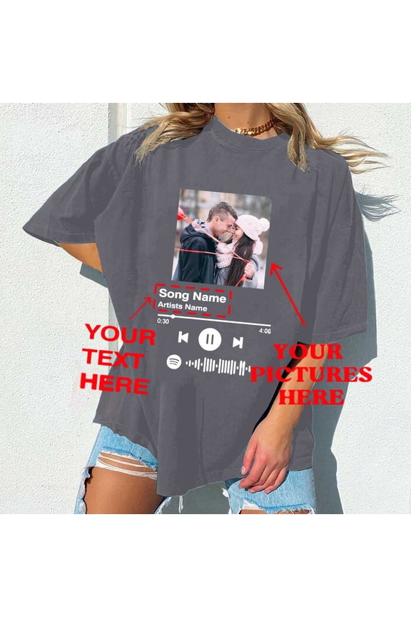 T-Shirt for Women DIY Customization Name Photo Top Short Sleeve Crew Neck Tee