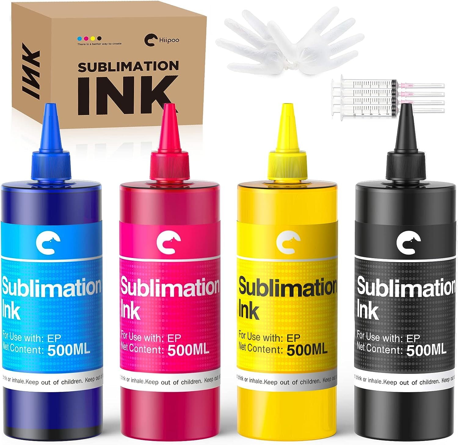 Hiipoo 2000ml Sublimation Ink Refilled Bottles Work with WF7710