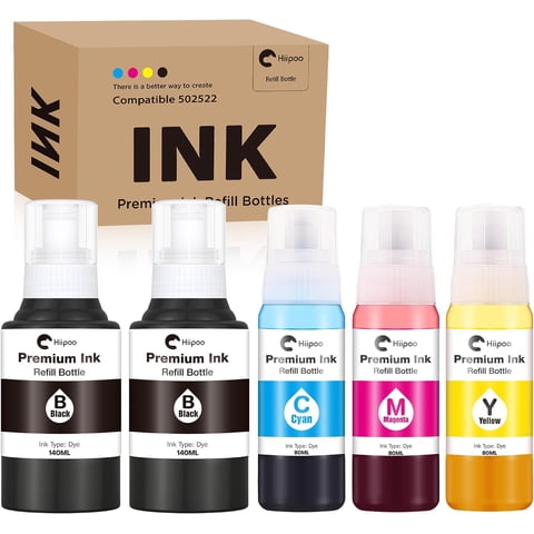 Hiipoo 522 Refill Ink Bottle Replacement for T522 522 (Not for Sublimation) for ET-2750 ET2720 ET-2803 ET-2800 ET-3750 ET-4750 ET-3760 ET-4760 ET-2850 ET-4800 ET-3700 ET-15000 Printer