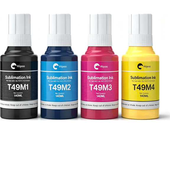 Hiipoo T49 T49M Sublimation Ink Fit for F170 F570 Sublimation Printer (T49M1 T49M2 T49M3 T49M4 Autofill/ICC-Free/Anti-UV), 560ML