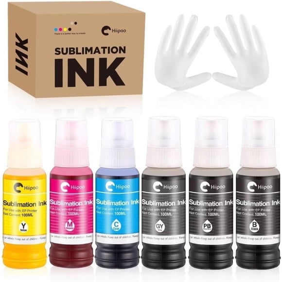 Hiipoo Sublimation Ink 600ML, Work for EcoTank Printers ET-8500 ET-8550, Heat Transfer Ink for T-Shirts, Tumblers, Mugs, DIY Gifts & On-Demand Printing