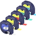 thumbnail image 1 of Hiipoo Multicolor 5-Pack Label Tape Compatible With Dymo LetraTag 91330 91331 91332 91333 91334 91335 Refills for LetraTag Label Maker LT-100H 100T LT-110T (1/2*13 feet, 12mm 4m) Black on White, 1 of 7