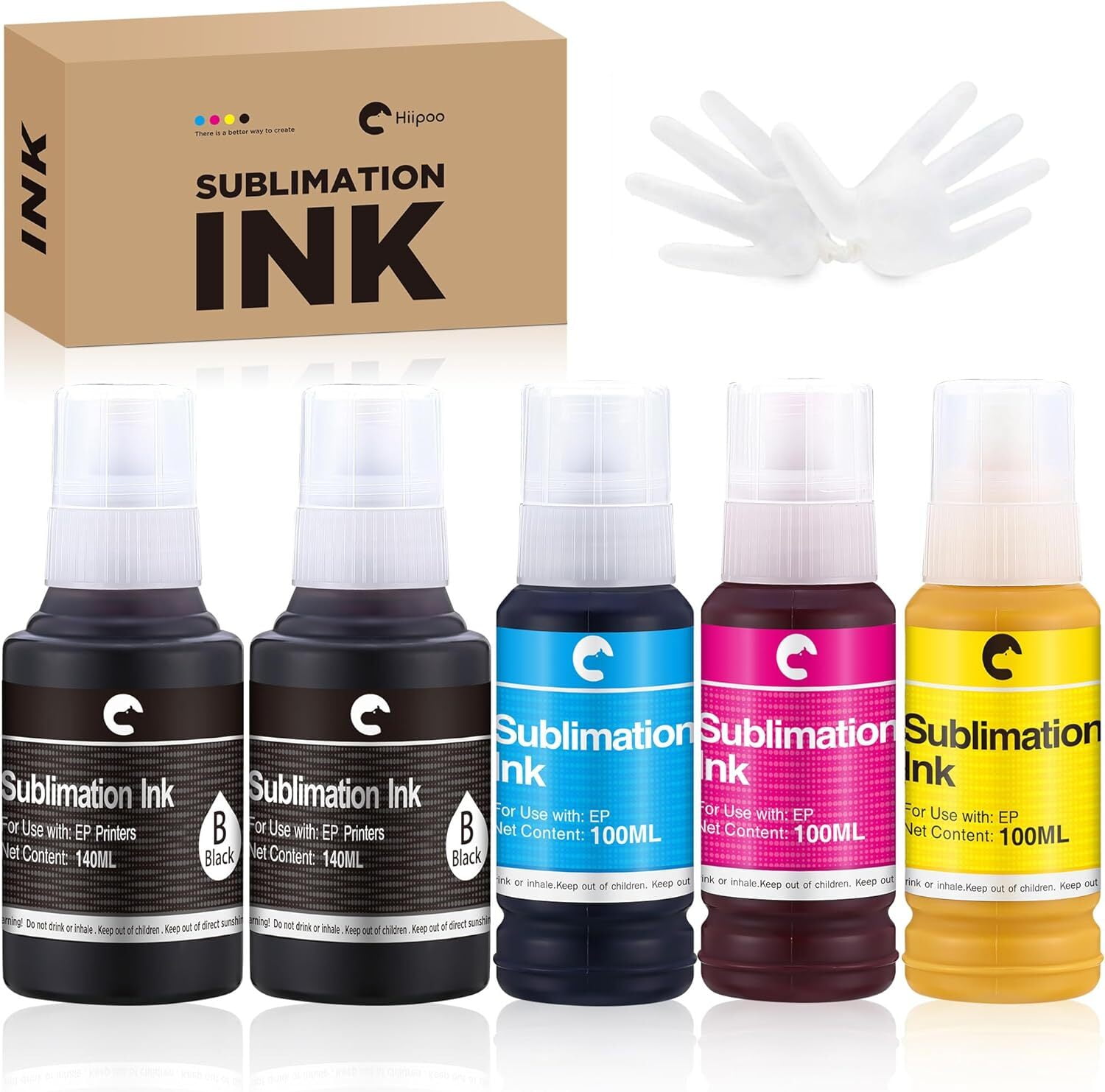 Hiipoo Sublimation Ink 580ML Work with Supertank Inkjet Printer ET-2400  ET-2720 ET-2760 ET-2800 ET-2803 ET-2850 ET-3760 ET-4800 ET-15000 Heat Press  Transfer on T-Shirt (Autofill) 