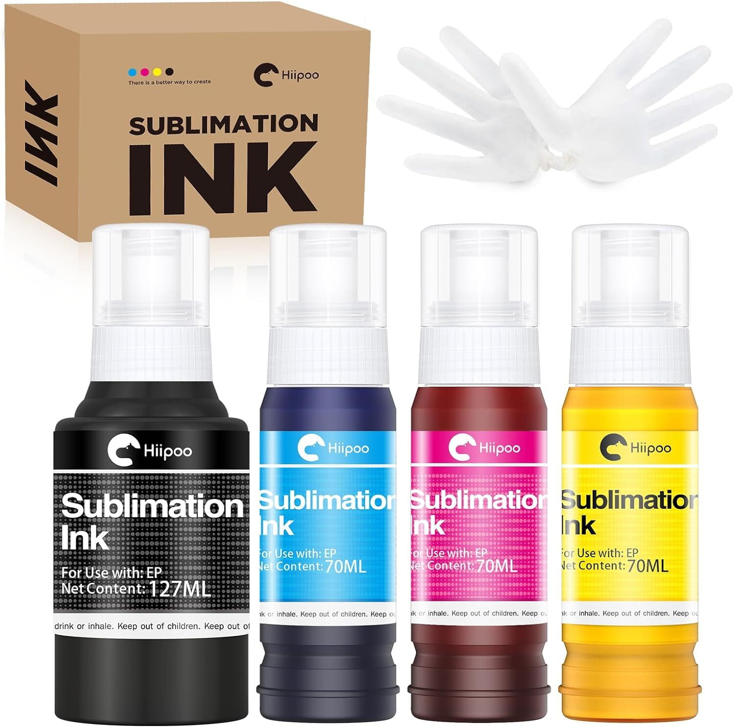 Hiipoo Sublimation Ink Fit for Supertank Inkjet Printer ET-2400 ET-2720  ET-2760 ET-2800 ET-2803 ET-2830 ET-2850 ET-3760 ET-4800 ET-7720 ET-15000