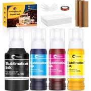 Hiipoo Sublimation Ink Set with 110 Sheet Sublimation Paper 8.5x11” 120G, 2 Pack Teflon Sheet, Heat Tape Compatible for Inkjet Printer ET-2720 ET-2760 ET-2800 ET-2803 ET-2400 ET-4700 ET-4800 ET-15000