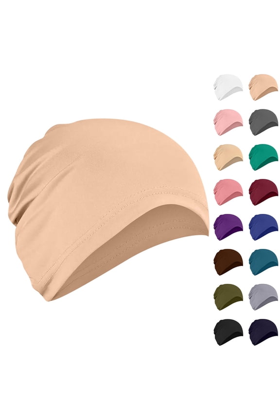 Hijab Cap, Beanie Undercap Scarf, Turban Head Wraps for Women, Hair Wrap, Muslim Under Scarf Hijab Cap Navy One Size