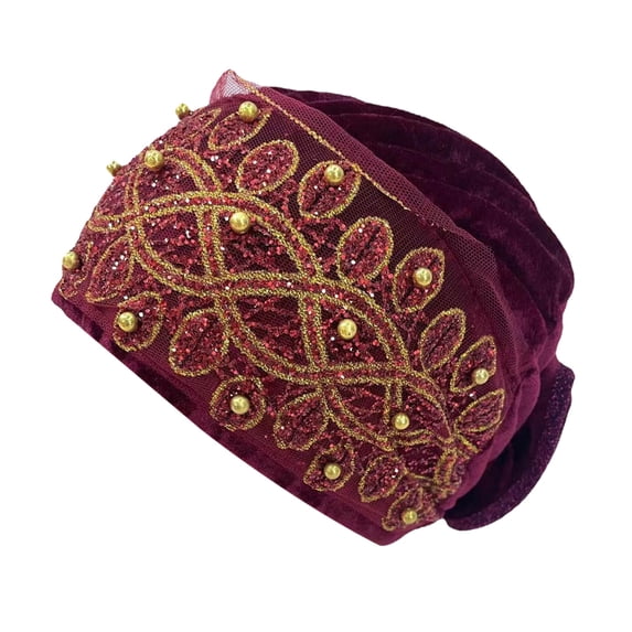 Hijab Cap CQXIDFH Double Layer Stretch Sleep Bonnet, Soft Elastic Head Wrap, Casual Daily Hair Cover Headwear, Sun Hats (Red, One Size)