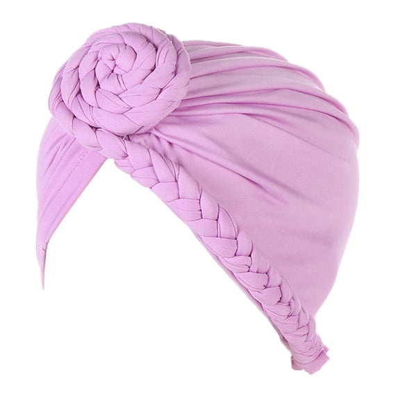 Hijab Cap CQXIDFH Solid Big Flower Turban Hat, Slouchy Head Cap, Breathable Muslim Style Headwear, Bucket Hats (Purple, One Size)
