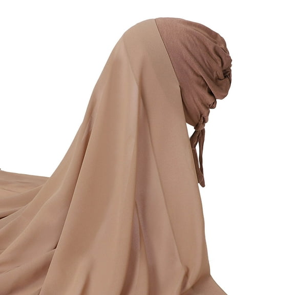 Hijab Caps, Duoif Head Scarf Solid Color Long Scarf Wrap Scarves Chiffon Scarf for Women Fashion Hijab Scarf for Women Brown1