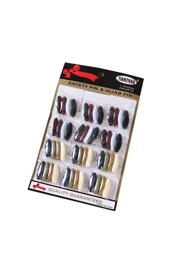 Hijab Pin 48 Pieces Shape Women Hijab Sari Pins Black and White Safety Pins Plastic Scarf Clip Brooch