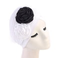thumbnail image 1 of Hijab Scarf for Women qinhaie Pre-Tied Braid Ethnic Bohemian Adjustable Cap, Muslim Hijab Headwrap with Ruffle Beading Splicing Model, Chemo Patient Hair Cover Lace Up White One Size, 1 of 3
