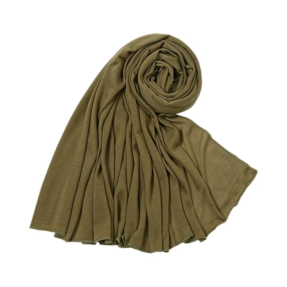 Hijab Scarf for Men Women, Soft Cotton Muslim Jersey Hijab Head Wrap Scarves, Fashion Long Scarf Shawls , #01 Army Green Free Size