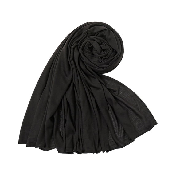 Hijab Scarf for Men Women, Soft Cotton Muslim Jersey Hijab Head Wrap Scarves, Fashion Long Scarf Shawls , #01 Black Free Size