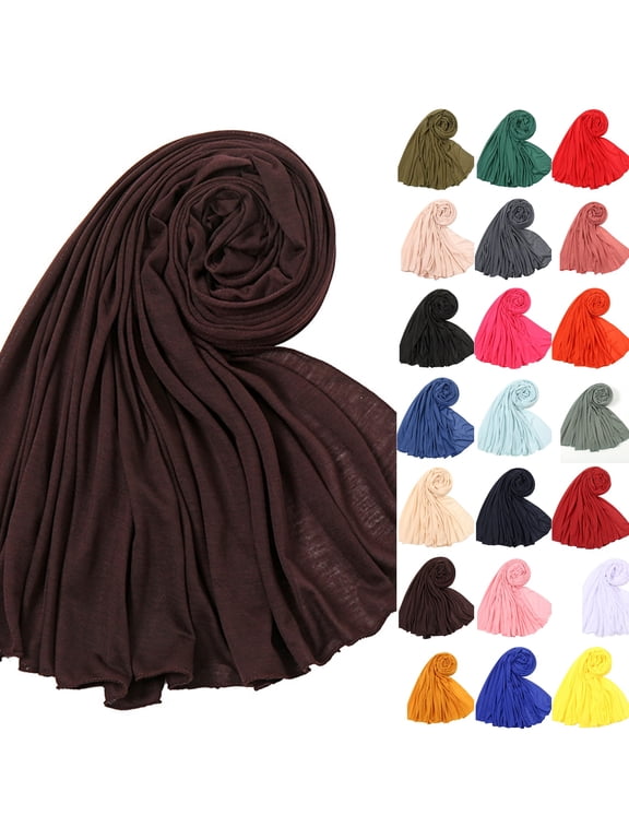 Hijab Scarf for Women Soft Cotton Muslim Jersey Hijab Head Wrap Scarves Fashion Long Scarf Shawls Coffee