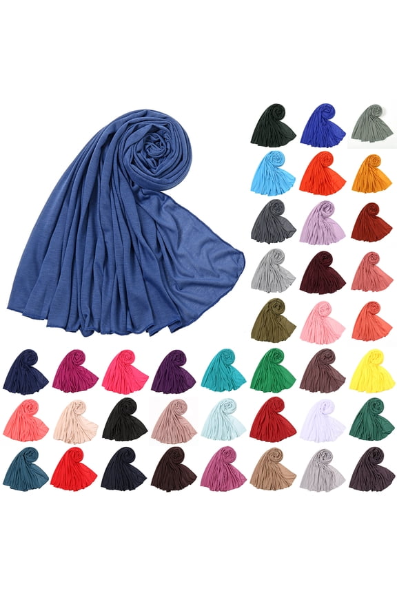 Hijab Scarf for Women Soft Solid Color Hijab Head Wrap Scarves Fashion Long Scarf Shawls Light Blue One Size