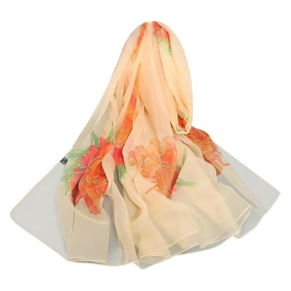 Hijab Scarf for Women: Women's Summer Soft Silk Scarf Lightweight Fashion Scarves Print Floral Pattern Scarf Shawl Wraps Women's Fashion Scarves