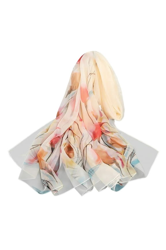 Hijab Scarf for Women: Women's Summer Soft Silk Scarf Lightweight Fashion Scarves Print Floral Pattern Scarf Shawl Wraps Women's Fashion Scarves
