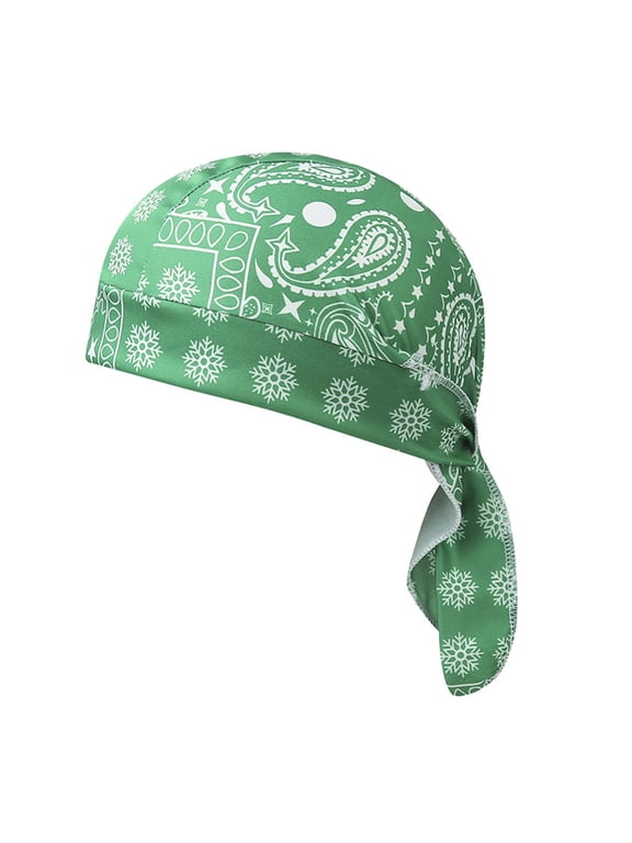 Hijab Turban qinhaie Do Rag Skull Caps for Men, Sweat Wicking Cooling Helmet Liner, Cycling Motorcycle Bandana Headwrap Green Sun Hats One Size