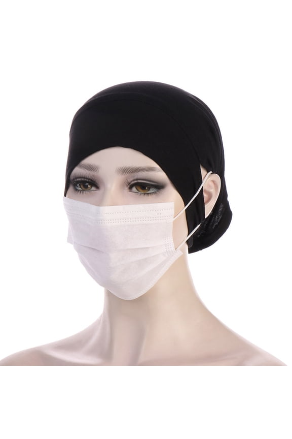Bucket Hats Hijab Undercap with Ear Hole Underscarf Inner Cap Hijabs Bonnet Caps Turban Under Cap with Ear Cut Outs for Headphones Hats Black