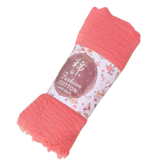 Hijab Undercap, Yigetop Cotton Blend Crinkle Vintage Soft Scarf Large Size Breathable Cotton Scarf Linen Muslim Head Neck Headwear Wrap Shawl Hijab for Women Watermelon Red One Size