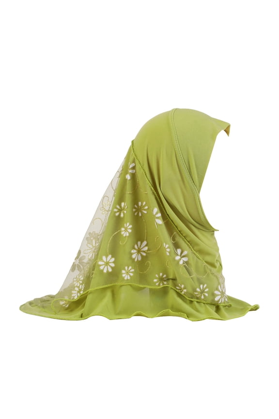 Hijab Underscarf CQXIDFH Double Loop Crepe Hijab, Easy Slip On Pull Over Design, Soft Convenient Shawl Headscarf for Daily Wear, Visor Hat (Green, One Size)