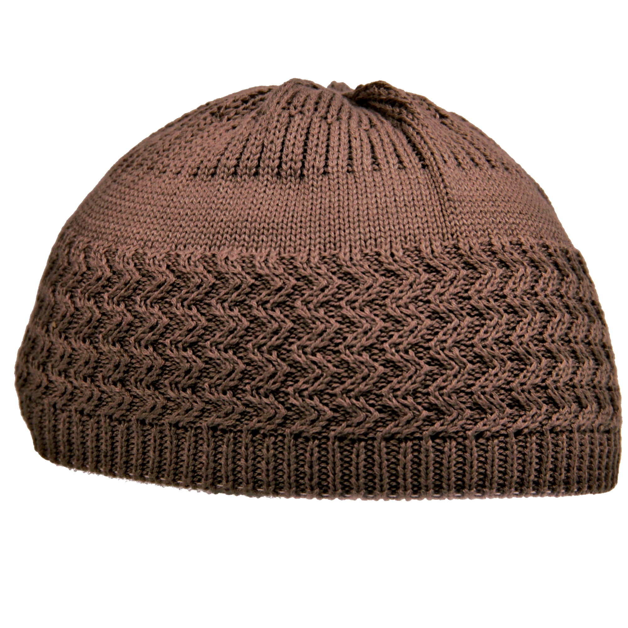 Hijaz Brown Cotton Kufi Hat for Men, Breathable Skull Cap, Stretch