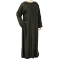 thumbnail image 1 of Hijaz Mauve Olive Green Korean Cotton Lightweight Abaya Dress Kaftan with Pockets-L, 1 of 5