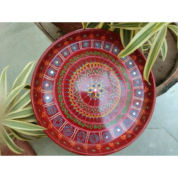 Hijet Decorative Puja Thali,Hand Painted Decorative Pooja aarati plate for Festivals and wedding Favors