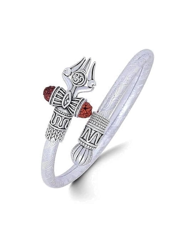 Hijet Om Damru Rudraksha Trishul Cuff Kada/Bracelet for Men,Gift For Him,Fashion,Style,Birthday Gift for Him