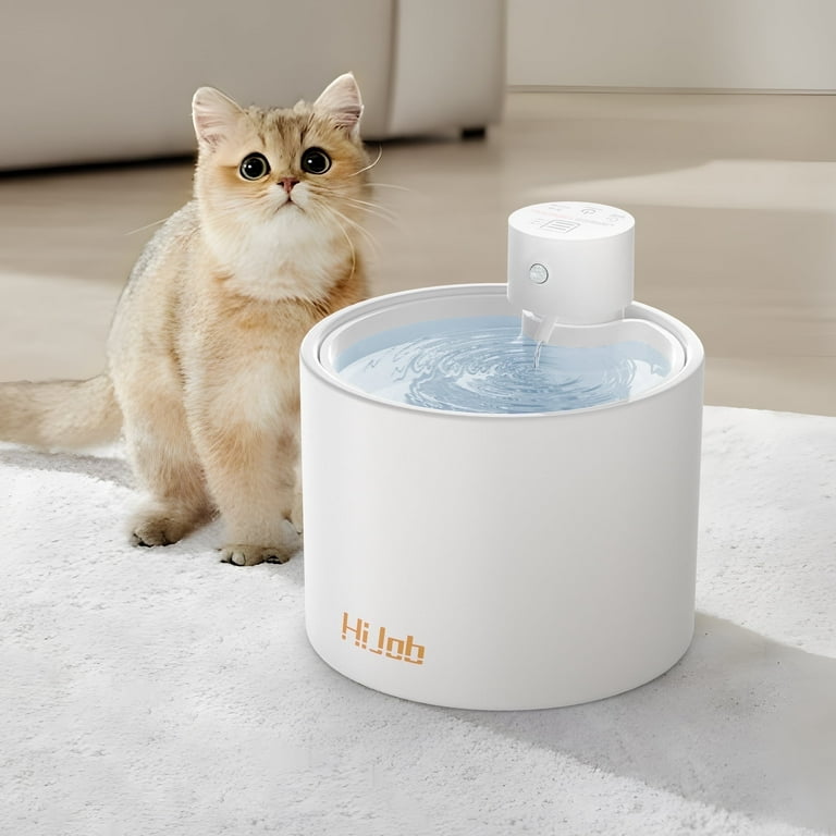 HiJob 70oz White Ceramic Automatic Quiet Pet Water Fountain