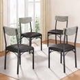 thumbnail image 1 of HiJob Dining Chairs Set of 4, Mid-Century Modern Upholstered PU Dining Room Chair, Metal Legs for Kitchen Dining Chairs, Gray, 1 of 9