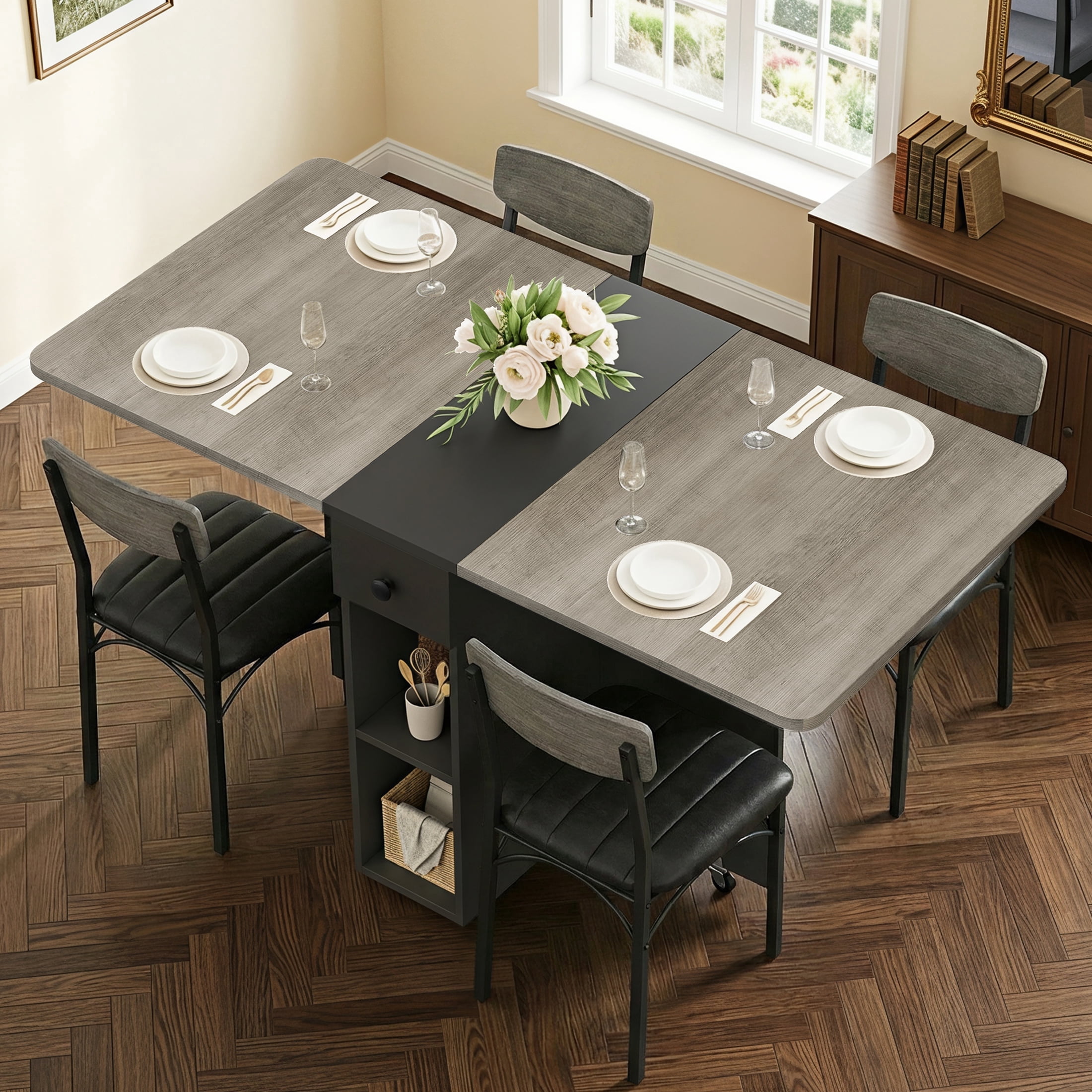 Hijob Folding Dining Table for 2-4 Persons, Space Saving Dining