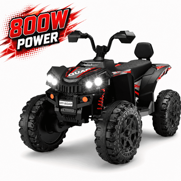 Hijoke 24V 4WD Kids Ride On ATV, 800W Electric 4-Wheeler with 2 Seats, Max 5 MPH, Ages 3-8, Blue