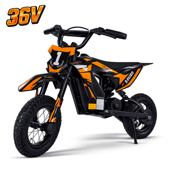 Wisairt 36V Kids Electric Dirt Bike, 15.5 MPH High-Speed Electric Motorcycle Ride on Toy for Kids Aged 3-10, 133 LBS Max Load, 10-Mile Range, Waterproof Seat, Twist Grip Throttle, Orange