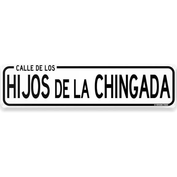 Hijos De La Chingada Funny Mexican Spanish Humor Street Sign CDMX Calle Mexico City Home Bar Latino Humor Wall Decor 4 X 16 Inch
