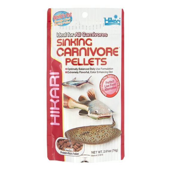 Hikari Carnivore Pellets Sinking Pellets Freshwater Fish Food, 2.61 Oz