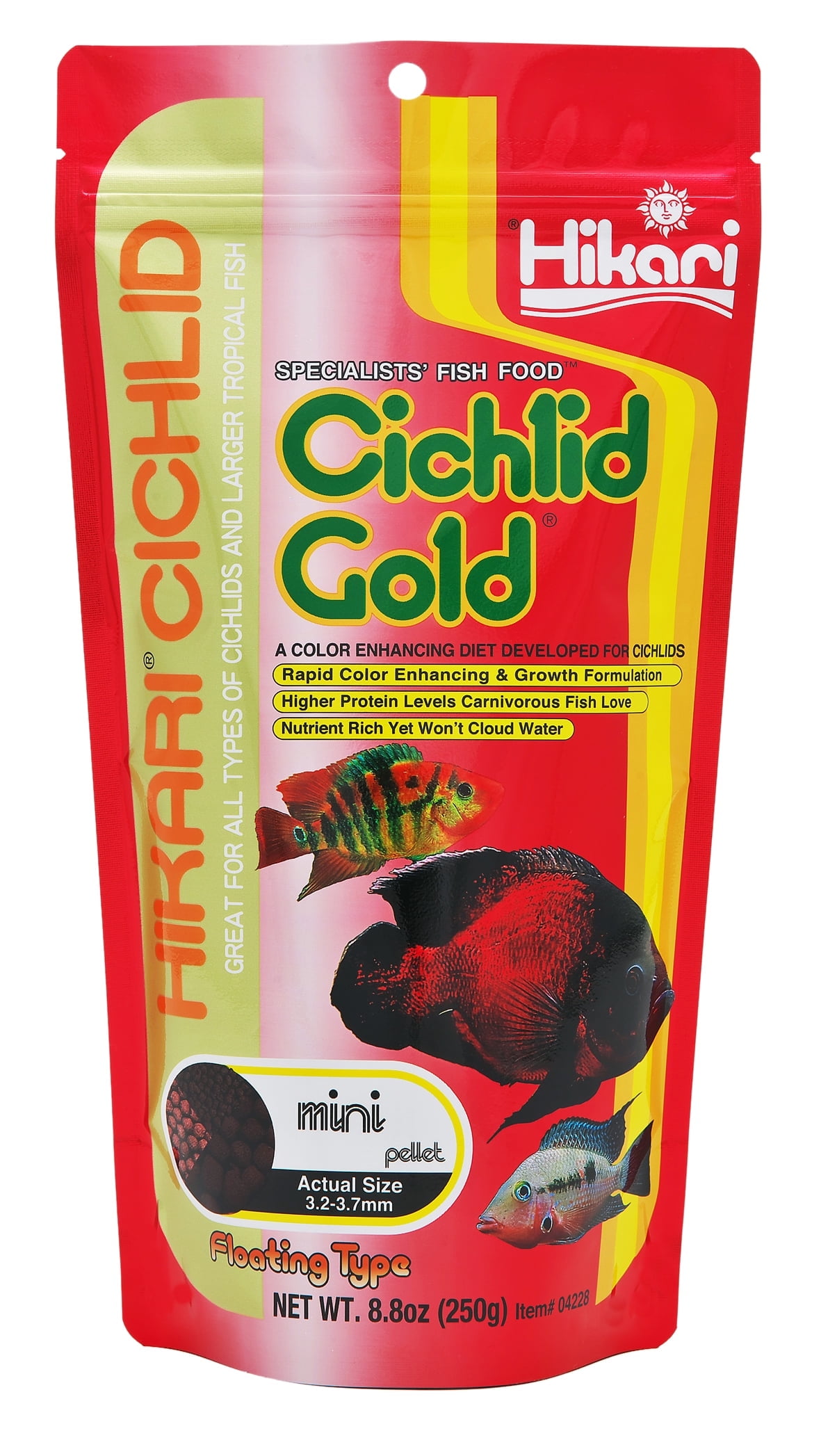 Hikari Cichlid Gold Baby Floating Pellets Freshwater Cichlid Fish Food, 8.8 oz