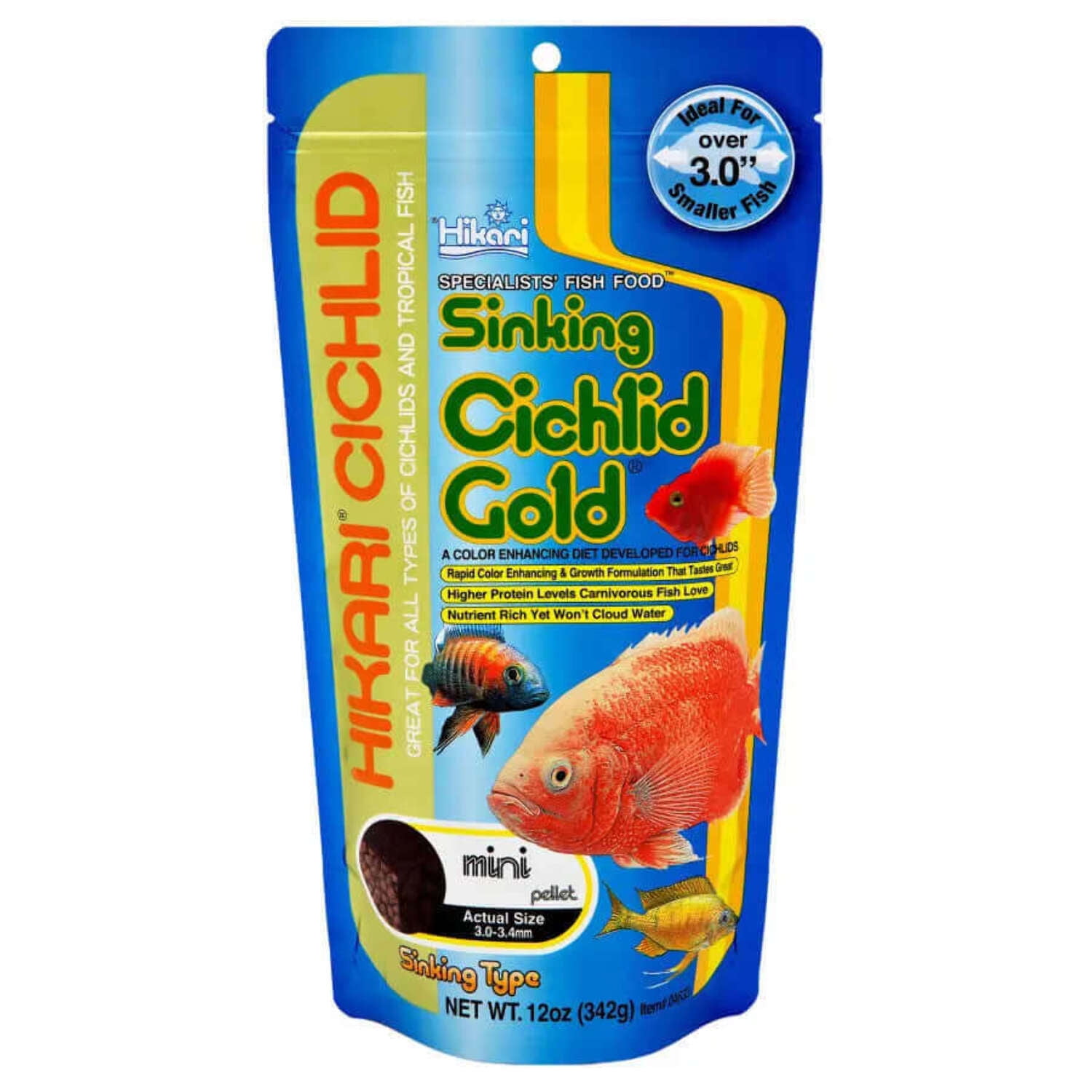 Hikari Sinking Cichlid Gold Mini Pellet Fish Food 12 Oz