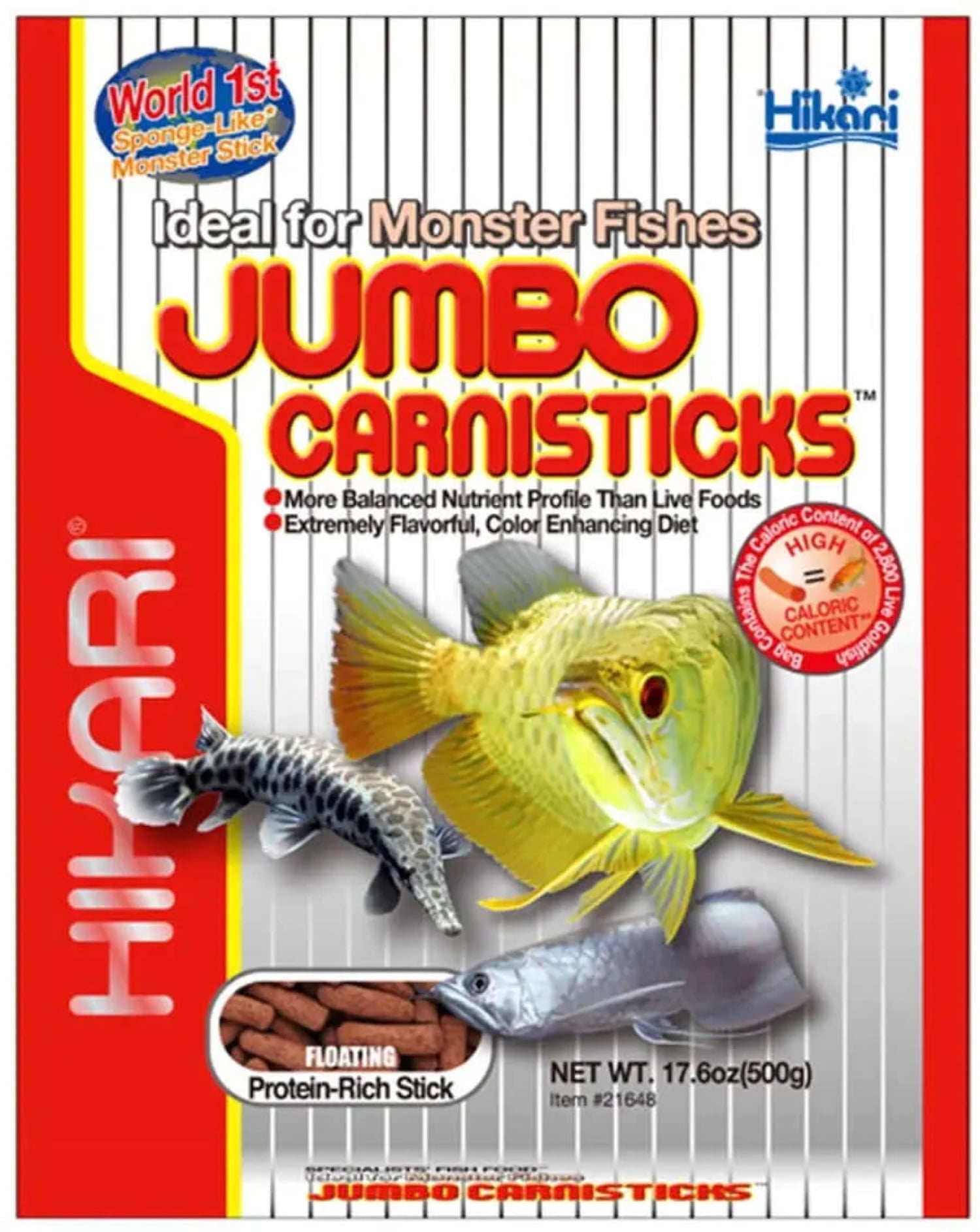Hikari Jumbo Carnisticks Large Breed Fish Food, 17.6 Oz