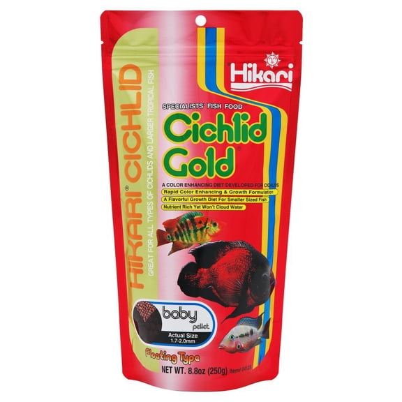 Hikari USA Cichlid Gold Baby Pellets Fish Food, 8.8 oz, Baby