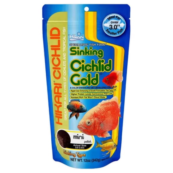 Hikari Cichlid Gold Sinking Mini Pellet Fish Food, 12 Oz