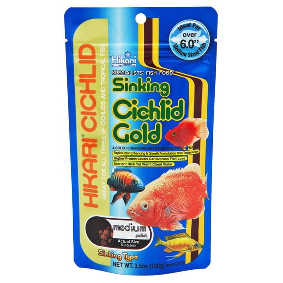Hikari Sinking Cichlid Gold Medium Pellet Fish Food 3.5 Oz