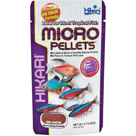 Hikari Micro Semi-Floating Pellets Freshwater Tropical Fish Food, 0.77 Oz