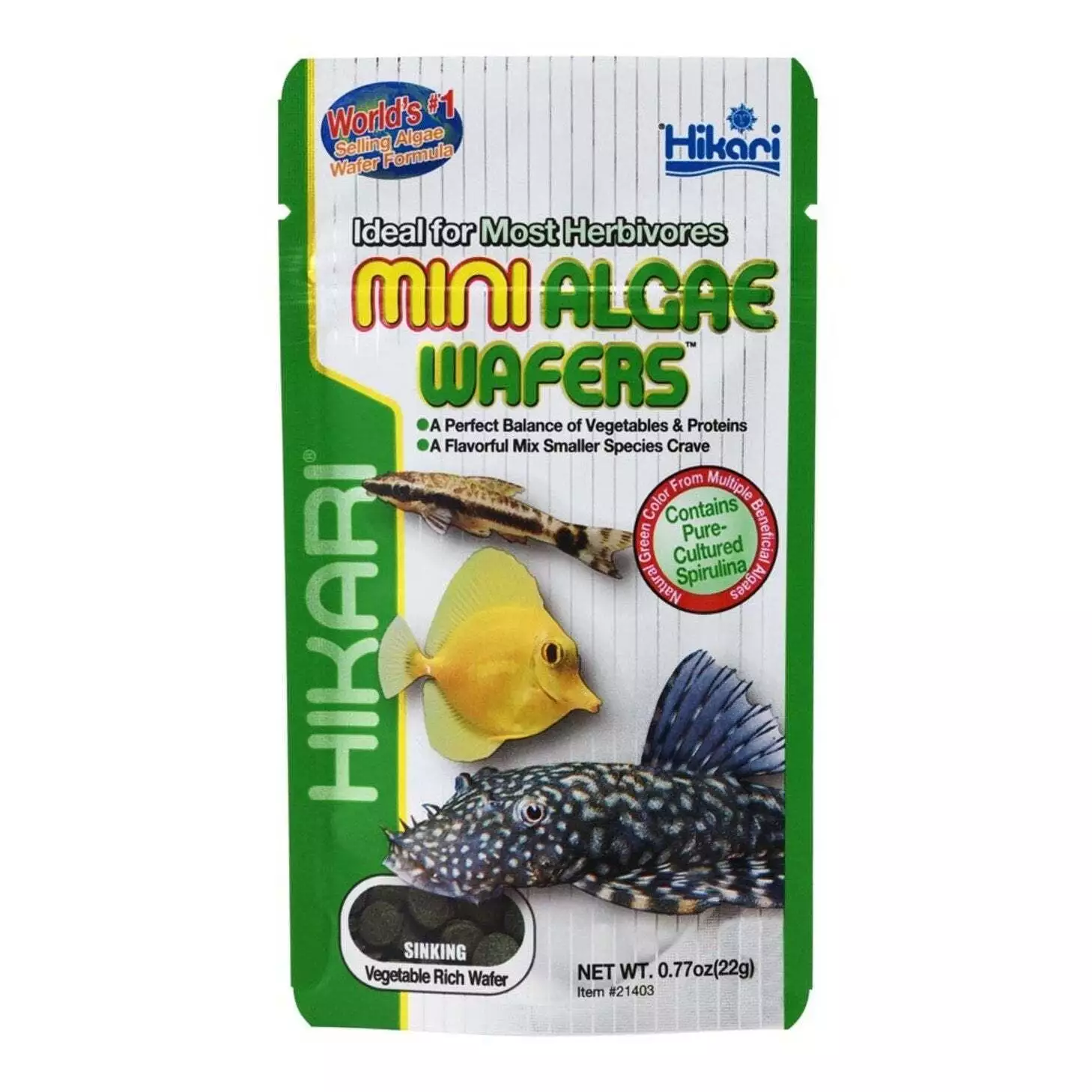 Hikari Usa Algae Wafers Sinking Wafer Fish Food 1Ea/0.77 Oz, Mini